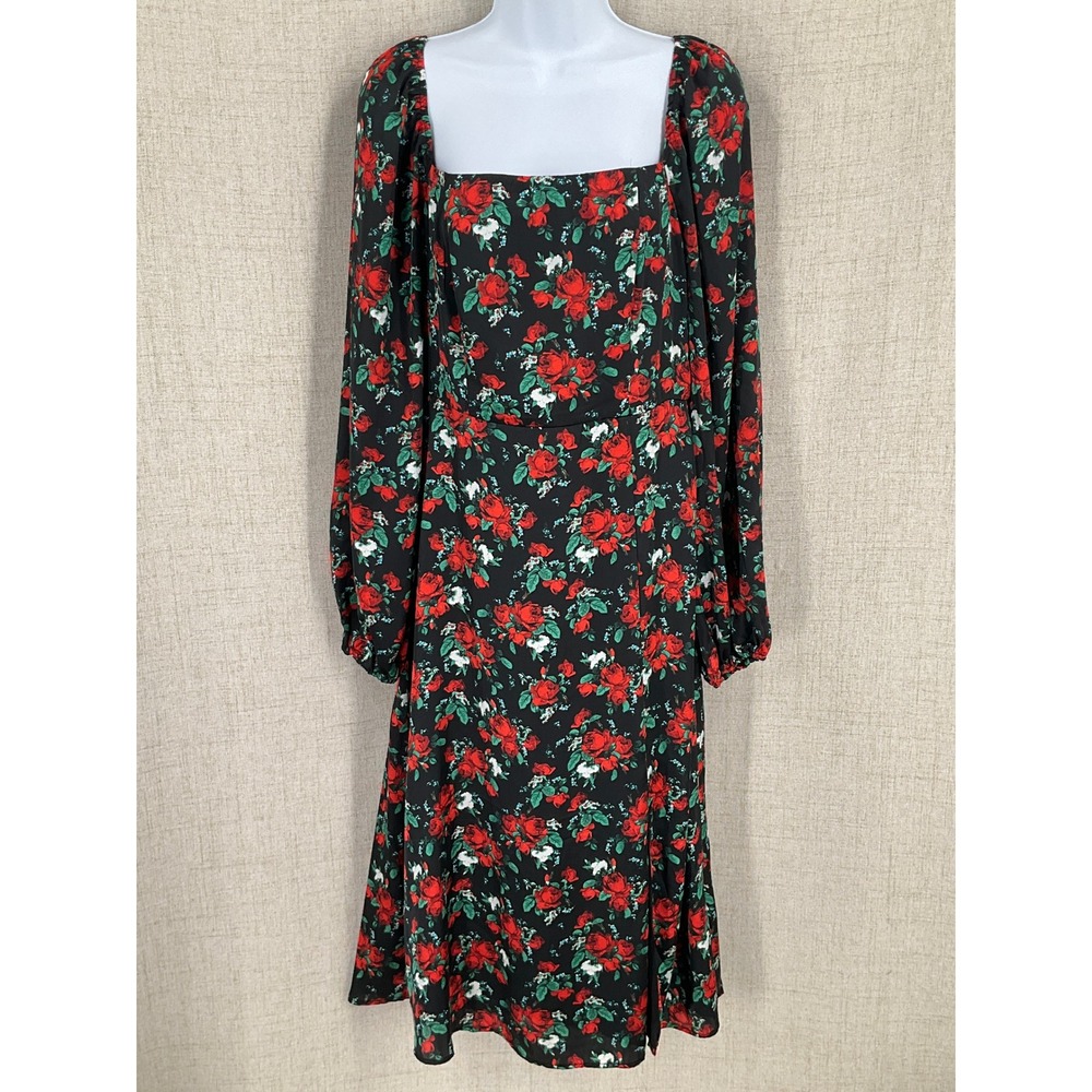 Audrey Parks Francesca's‎ Midi Dress Women M Dark Floral Romantic Wedding Guest